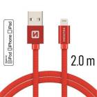 Swissten Datový Kabel Textile USB / Lightning Mfi 2m Červený