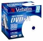 DVD+R Verbatim 4,7 GB 16x Printable jewel box, 10ks/pack