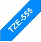Brother TZe-555, modrá / bílá (24mm, laminovaná)