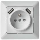 Emos Zásuvka s USB 2,1A max., bílá