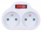 Solight P97 rozbočka, 2x 10A, bílá, vypínač