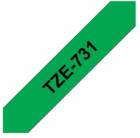 Brother TZe-731, zelená / černá (12mm, laminovaná)