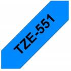 Brother TZe-551, modrá / černá (24mm, laminovaná)