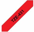 Brother TZe-431, červená / černá (12mm, laminovaná)