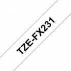 Brother TZe-FX231, bílá / černá, 12 mm, s flexibilní páskou