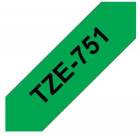 Brother TZe-751, zelená / černá (24mm, laminovaná)
