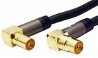 Kabel anténní TV, 135dB, 4x stíněný, zlacený, IEC169-2, M-F lomené konektory, 3m, + redukce M-M