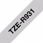 Brother TZe-R931, stříbrná / černá (12mm, textilní)