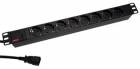 Roline 19" napájecí panel 1U, 8x zásuvka DE, vidlice IEC320 C14, černý, 2,0 m