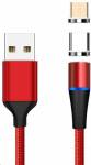 PremiumCord Magnetický micro USB a USB-C nabíjecí a datový kabel 1m, červený