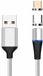 PremiumCord Magnetický micro USB a USB-C nabíjecí a datový kabel 1m, stříbrný
