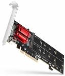 AXAGON PCEM2-ND, PCIe x8 řadič - 2x M.2 NVMe M-key slot, RAID, podpora desek bez bifurkace, vč. LP