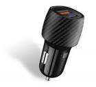 CONNECT IT InCarz PD+QUICK CHARGE 3.0 nabíječka do auta, 1x USB-A + 1x USB-C, 3 A, CARBON