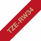 Brother TZe-RW34 vínově červená / zlatá  (12mm, textilní)