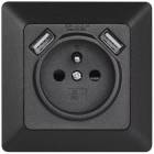 Emos Zásuvka s USB 2,1A max., antracit