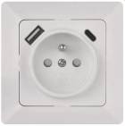 Emos Zásuvka s USB A+USB C., bílá