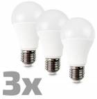 Solight LED žárovka 3-pack, klasický tvar, 10W, E27, 3000K, 270°, 900lm, 3ks v balení
