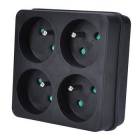 Solight P108B rozbočka, 4 x 10A, černá