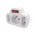 Solight P103 rozbočka, 1x 10A + 2x 2,5A, bílá, vypínač