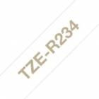 Brother TZe-R234 bílá / zlatá  (12mm, textilní)