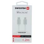 Swissten Datový Kabel Textile USB-C / Lightning Mfi 1,2m Stříbrný