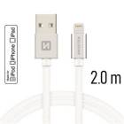 Swissten Datový Kabel Textile USB / Lightning Mfi 2m Stříbrný