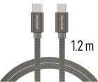 Swissten Datový Kabel Textile USB-C / USB-C 1,2m Šedý