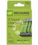 GP Recharge B441 + 2× AA Recharge 2100 mAh + 2× AAA Recharge 800 mAh