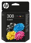 HP 308 2-Pack Tri-color/Black Original Ink Cartridge 6L6S6UE