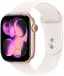 Apple Watch Series 11 Cellular (42mm) Růžově zlatý hliník se světle ruměným sportovním řemínkem S/M