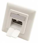 Zásuvka STP kat. 6a pod omítku, 2 konektory, vertikální přívod, bílá