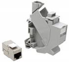 Roline Držák pro 1x keystone na DIN lištu s keystone konektorem RJ45 kat. 6a, plast, šedý