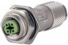 METZ CONNECT Průmyslový konektor M12 4pin (F) s přírubou, kód D, kat.5e, IP67