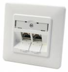 METZ CONNECT E-DAT Zásuvka pod omítku, 2x RJ45 (MC moduly) kat. 6a, bílá