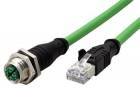 METZ CONNECT Kabel M12 8pin (F) kód X - RJ45(M), 1m