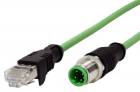 METZ CONNECT Kabel M12 4pin (M) kód D - RJ45(M), ohebný, torzní, 10m