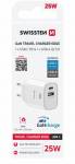 SWISSTEN síťový adaptér EDGE GaN 25W, 2 porty, 1x USB-C PD 25W + 1x USB-A 18W QC
