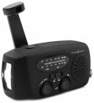 Nedis přenosné nouzové rádio/ napájení z baterie 2000mAh/ z USB/ AM/ FM/ funkce powerbanky/ USB-C/ černé